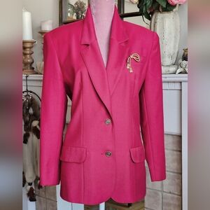 1980's Vintage Mister Leonard 100% Wool Blazer. Cherry Red Blazer.